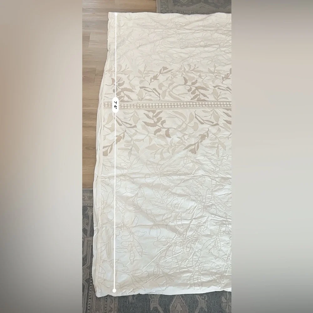Anthropologie Embroidered Floral Cream Duvet Buttons DVTSU2258A Queen 2